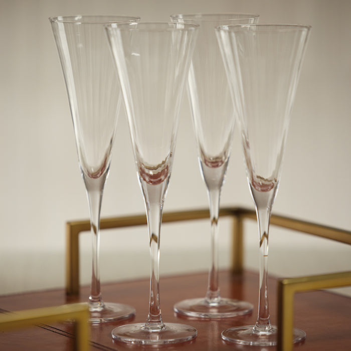 Zodax Cesena Optic Champagne Flutes, Set of 4