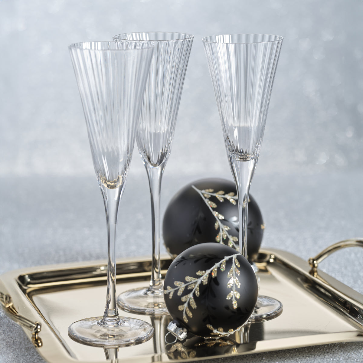 Zodax Cesena Optic Champagne Flutes, Set of 4