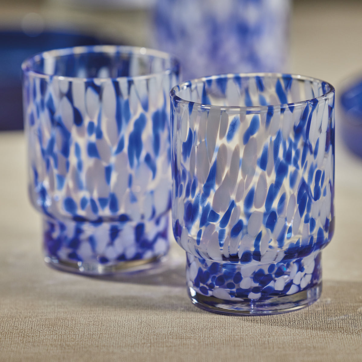 Zodax Andria Tortoise Tumbler Glasses, Blue, Set of 6
