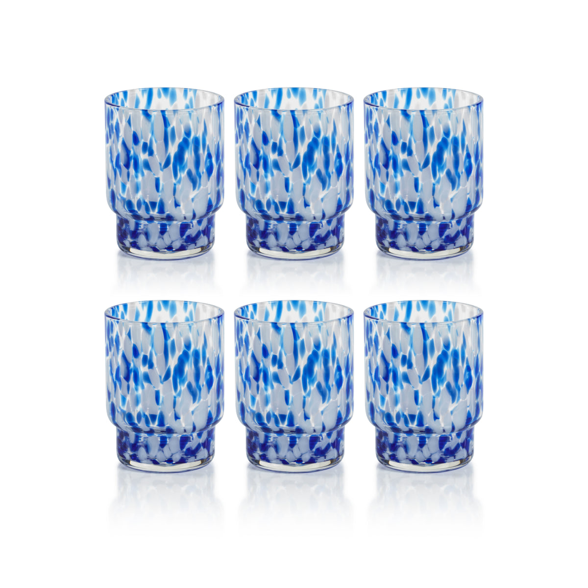 Zodax Andria Tortoise Tumbler Glasses, Blue, Set of 6