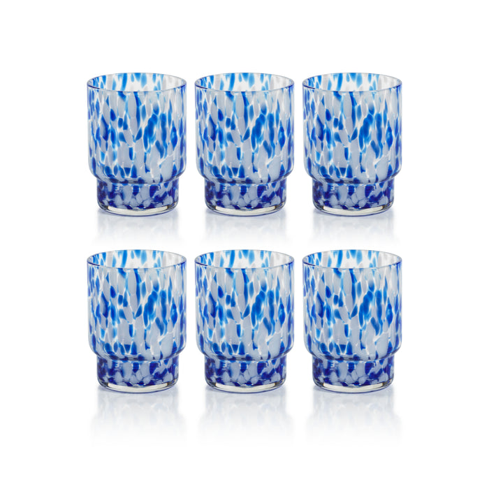 Zodax Andria Tortoise Tumbler Glasses, Blue, Set of 6