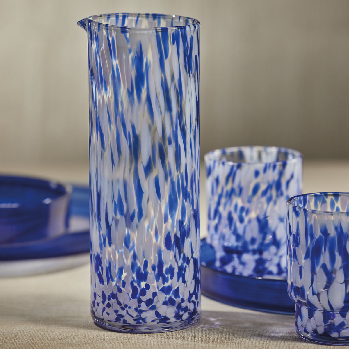 Zodax Andria Tortoise Glass Pitcher, Blue