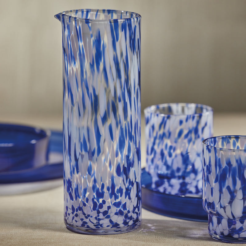 Zodax Andria Tortoise Glass Pitcher, Blue