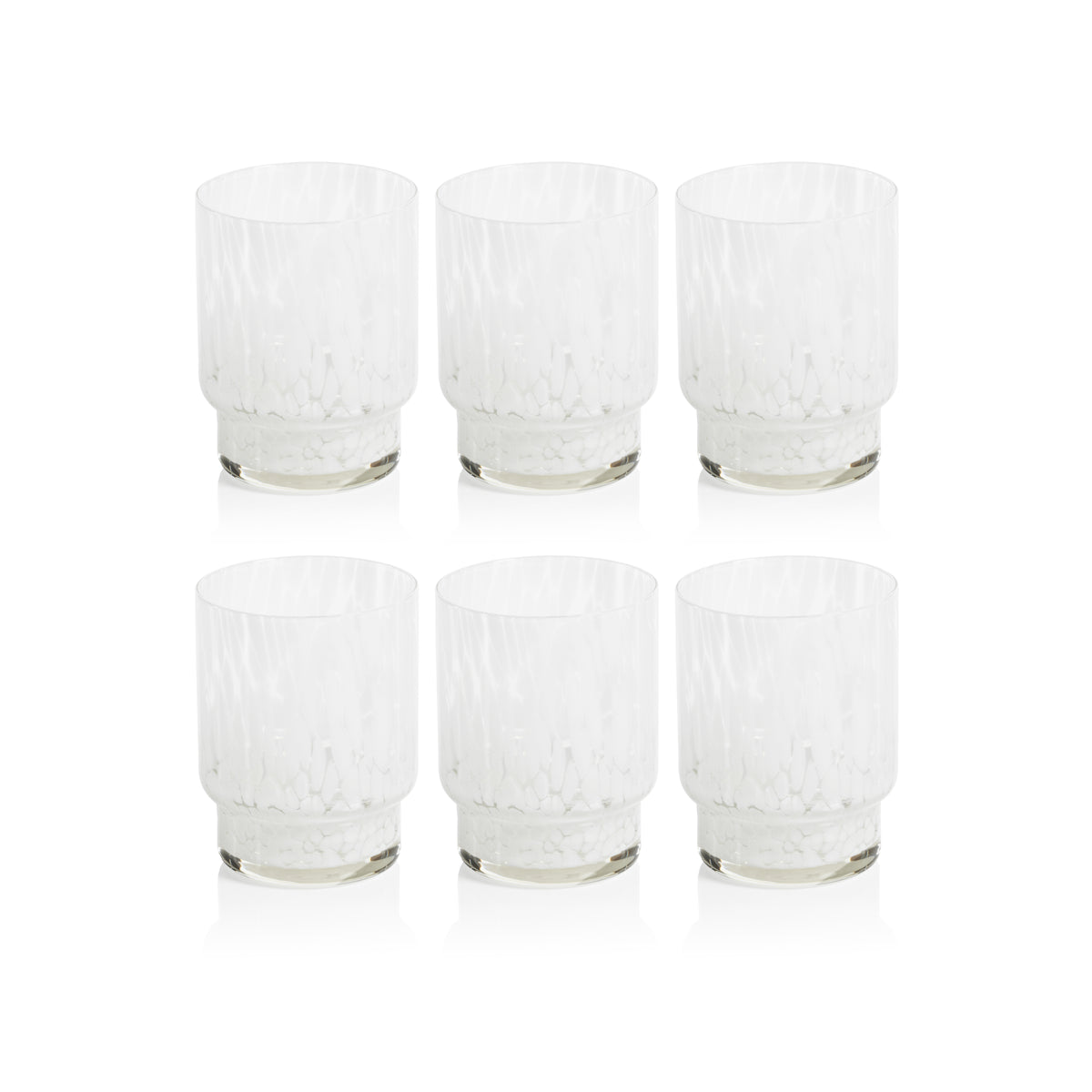 Zodax Andria Tortoise Tumbler Glasses, White, Set of 6