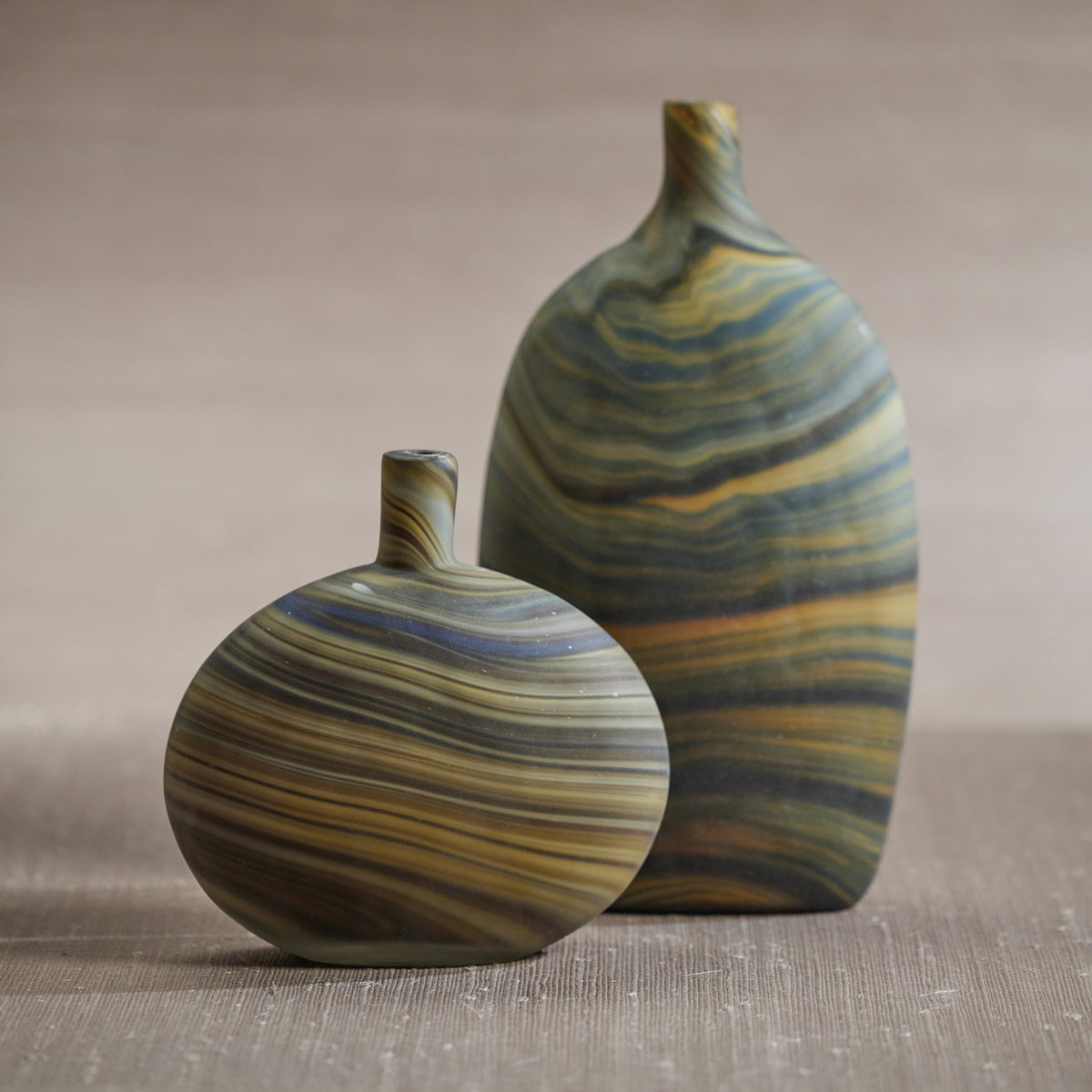 Zodax Livorno Marbleized Glass Vase, 7.5" x 3.75" x 13.75"