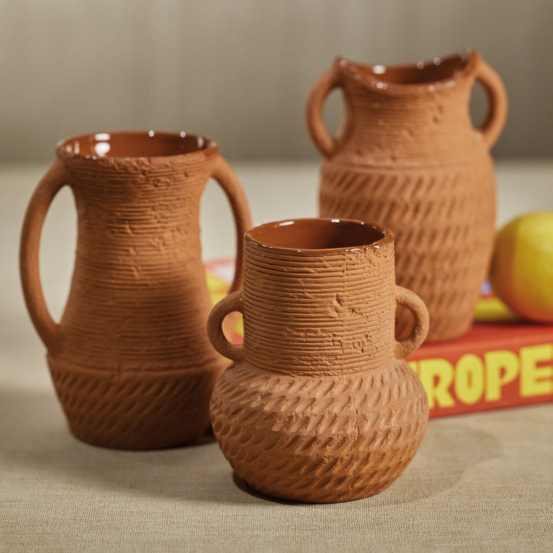 Zodax Aprillia Terracotta Vases, 4" x 6", Set of 2