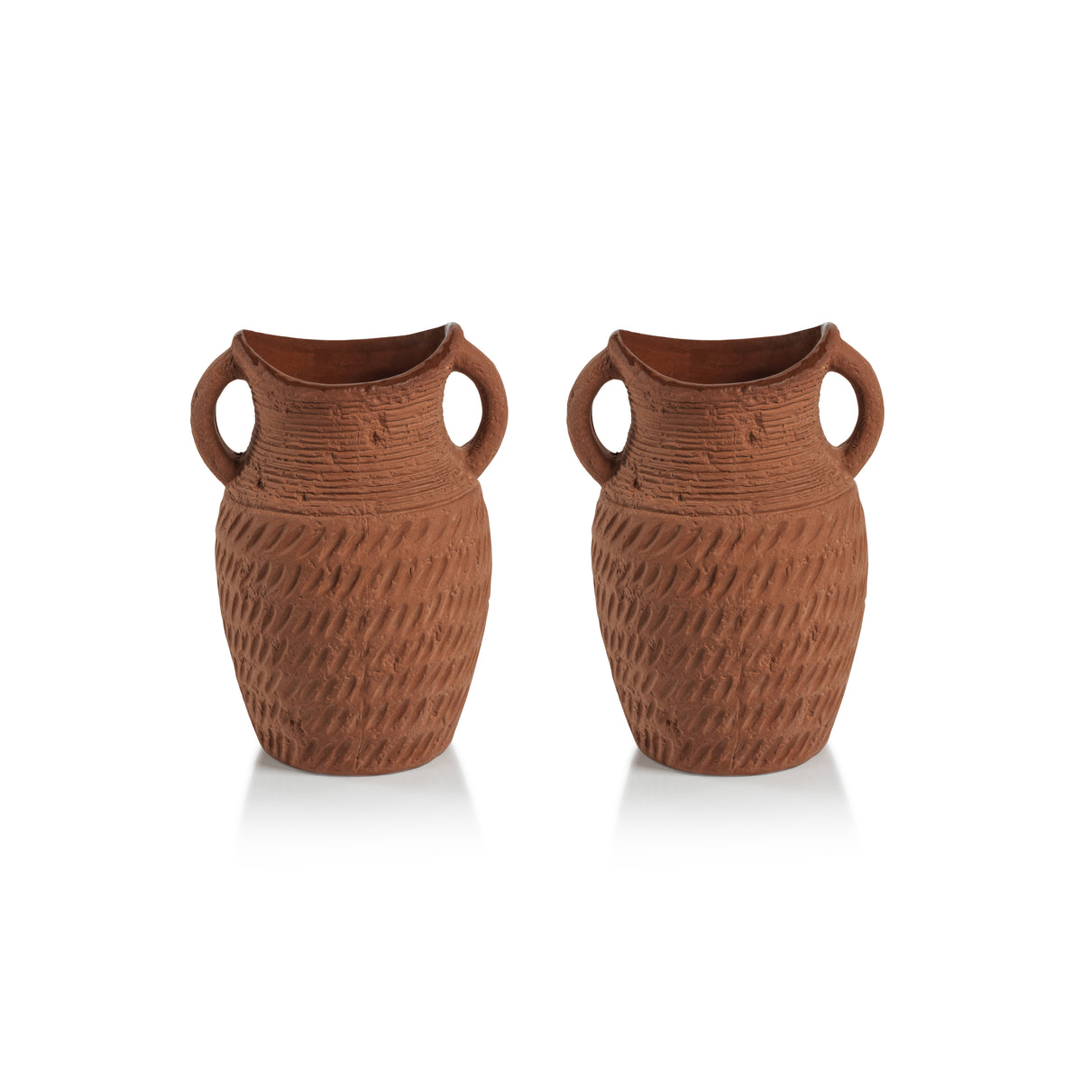 Zodax Aprillia Terracotta Vases, 4" x 6", Set of 2
