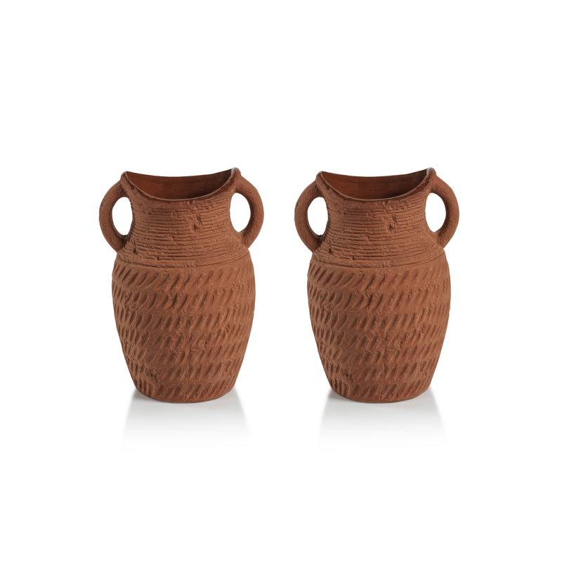 Zodax Aprillia Terracotta Vases, 4" x 6", Set of 2