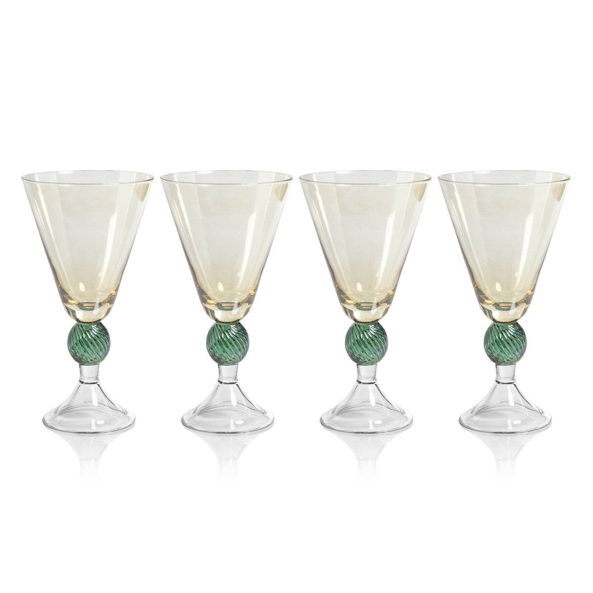 Zodax Colmar Vintage Stemmed Glasses, Light Amber, Set of 4