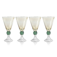 Zodax Colmar Vintage Stemmed Glasses, Light Amber, Set of 4