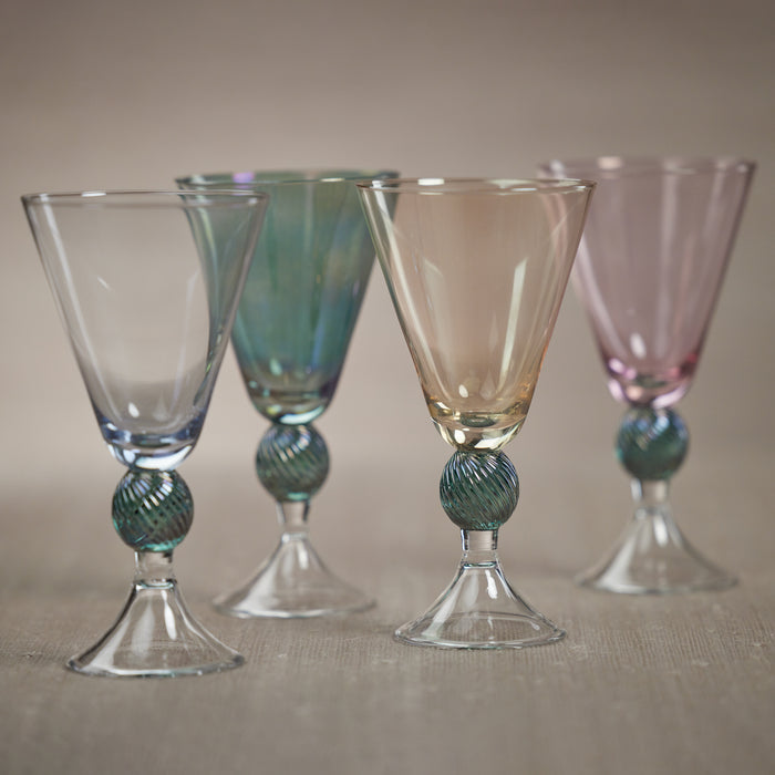 Zodax Colmar Vintage Stemmed Glasses, Blue, Set of 4