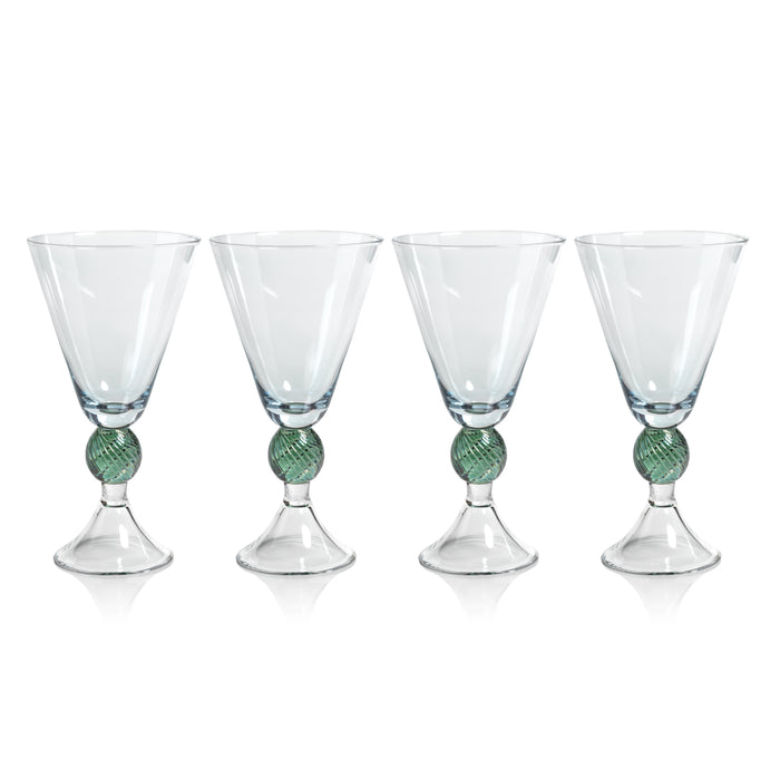 Zodax Colmar Vintage Stemmed Glasses, Blue, Set of 4