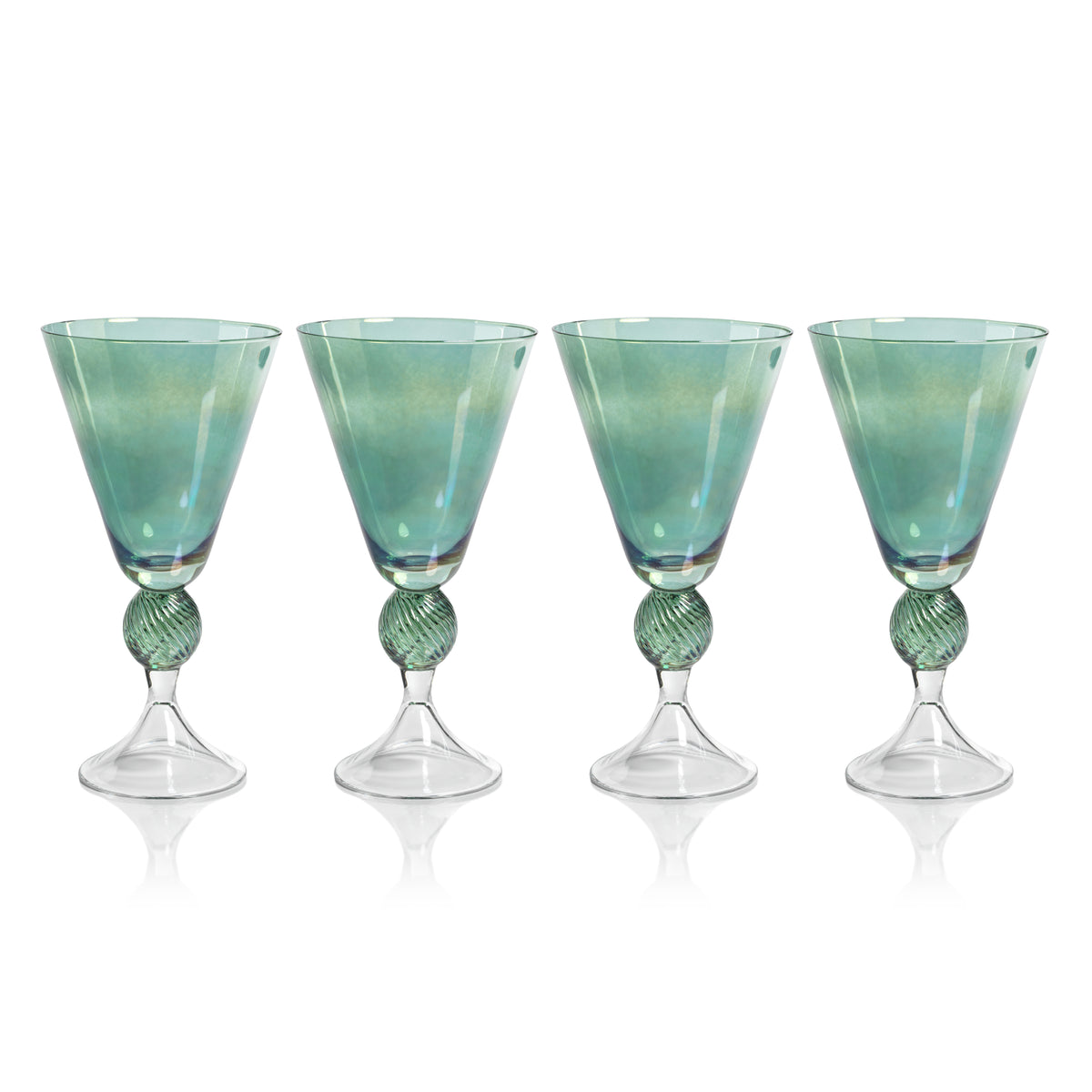 Zodax Colmar Vintage Stemmed Glasses, Green, Set of 4