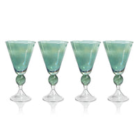 Zodax Colmar Vintage Stemmed Glasses, Green, Set of 4