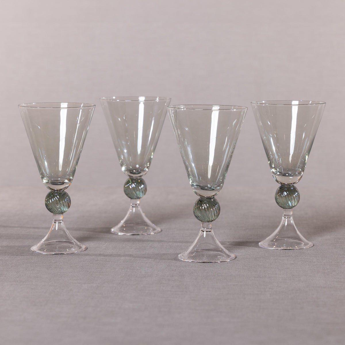 Zodax Colmar Vintage Stemmed Glasses, Green, Set of 4