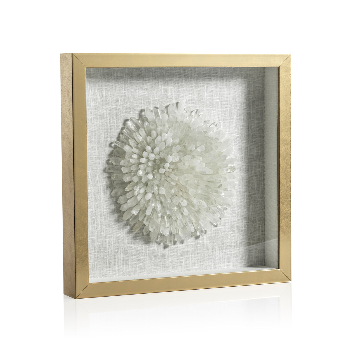 Zodax Firnley Gold Framed Crystal Flower Wall Décor, White