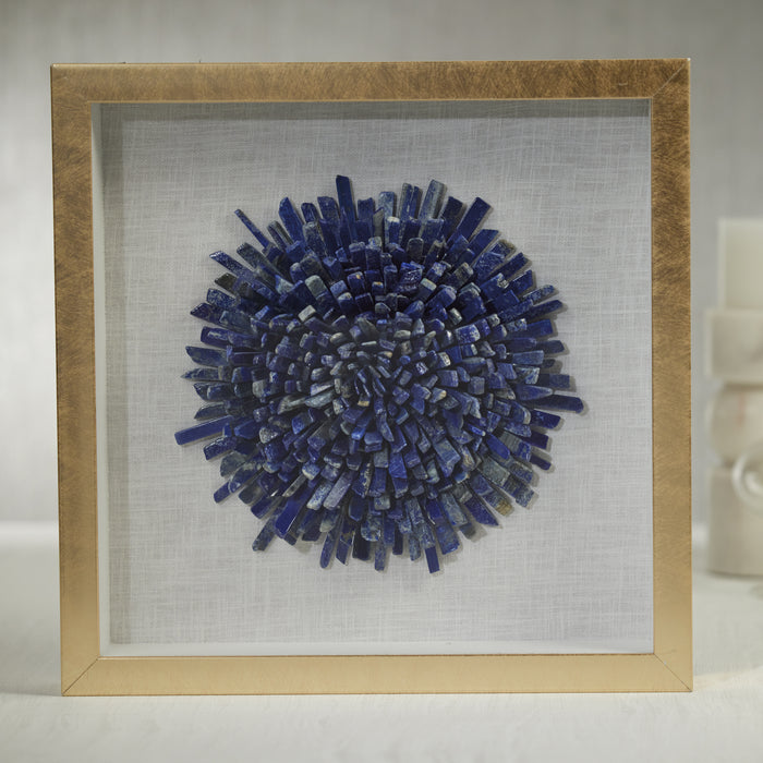Zodax Firnley Gold Framed Crystal Flower Wall Décor, Blue