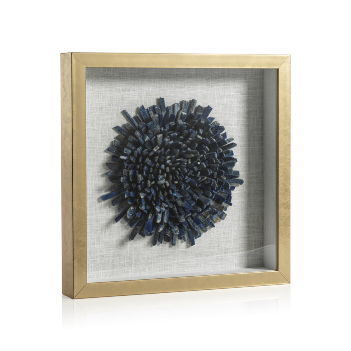 Zodax Firnley Gold Framed Crystal Flower Wall Décor, Blue