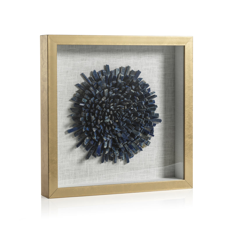 Zodax Firnley Gold Framed Crystal Flower Wall Décor, Blue