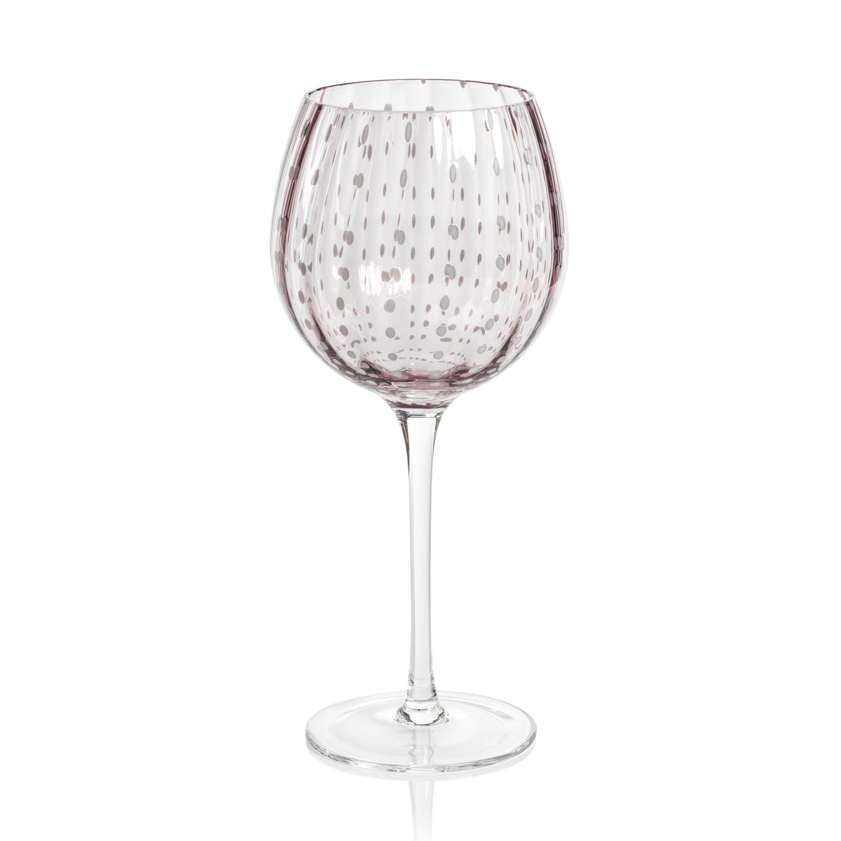 Zodax Pescara White Dot Wine Glasses, Purple, Set of 4
