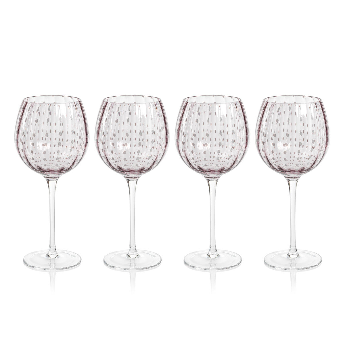 Zodax Pescara White Dot Wine Glasses, Purple, Set of 4