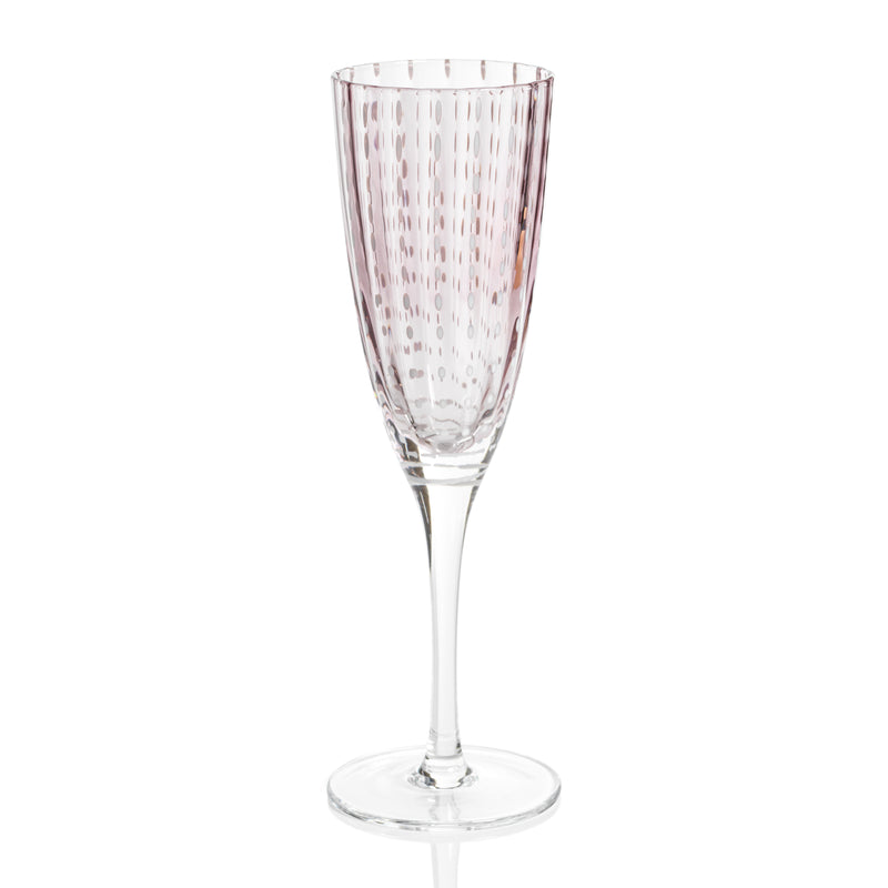 Zodax Pescara White Dot Champagne Flutes, Purple, Set of 4