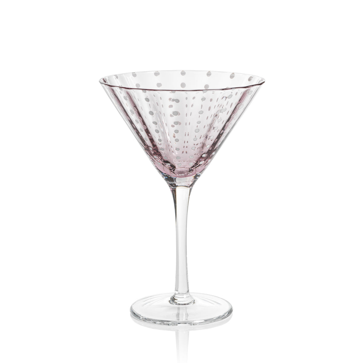 Zodax Pescara  White Dot Martini Glasses, Purple, Set of 4