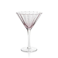 Zodax Pescara  White Dot Martini Glasses, Purple, Set of 4