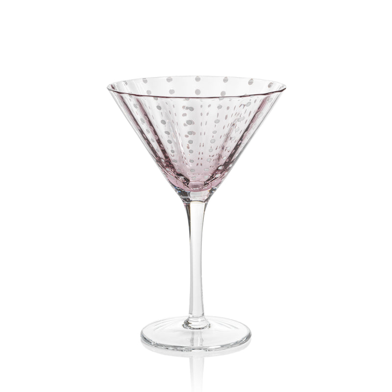 Zodax Pescara  White Dot Martini Glasses, Purple, Set of 4