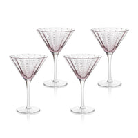 Zodax Pescara  White Dot Martini Glasses, Purple, Set of 4