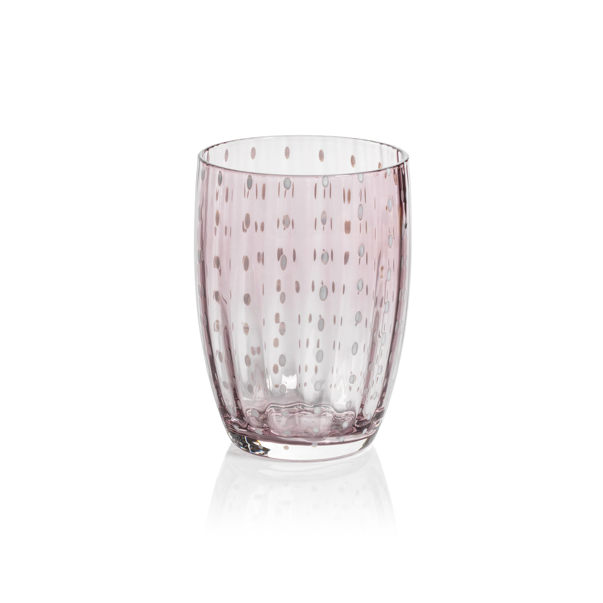 Zodax Pescara White Dot Tumbler Glasses, Purple, Set of 4