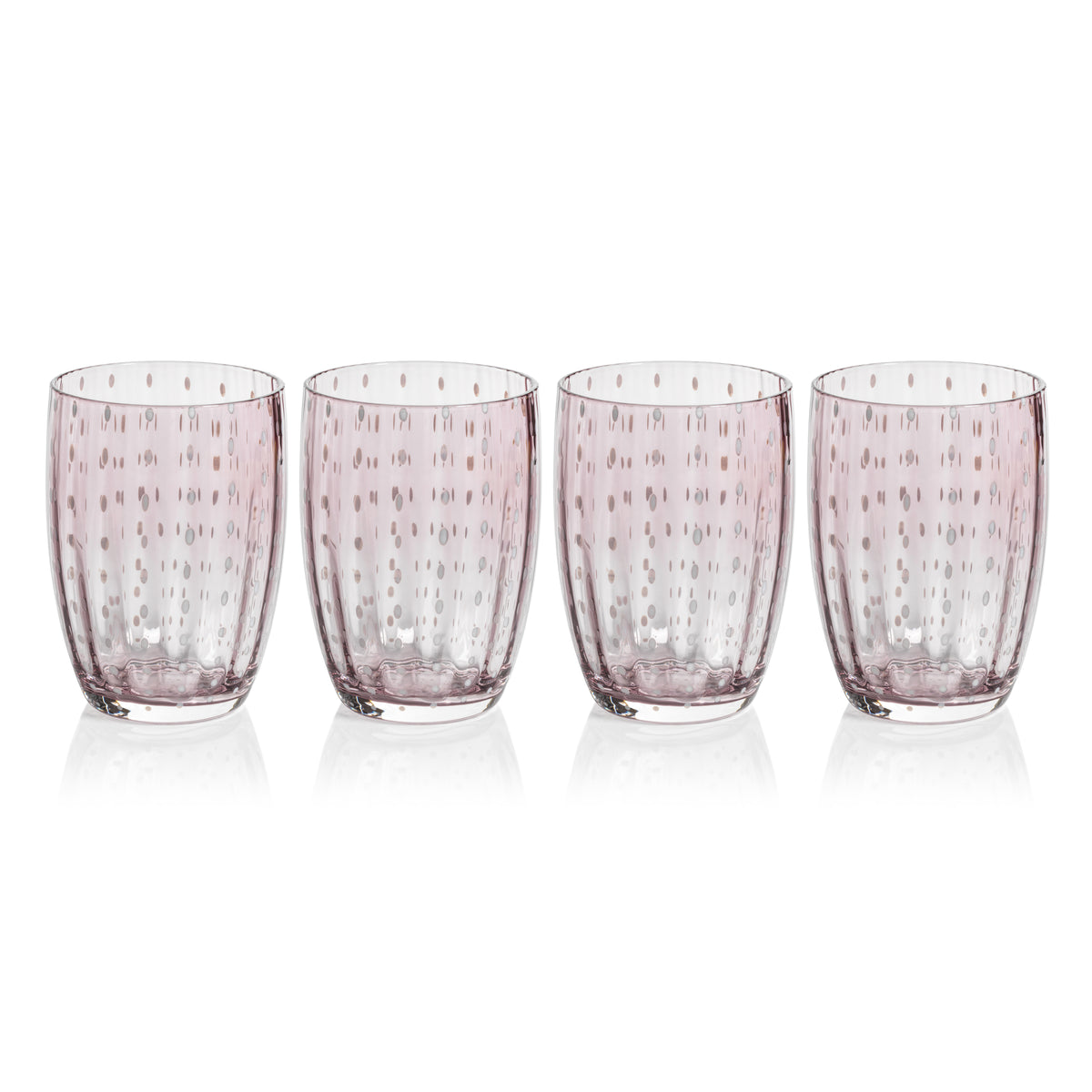 Zodax Pescara White Dot Tumbler Glasses, Purple, Set of 4