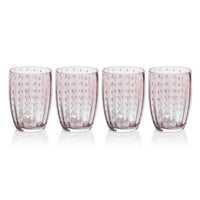 Zodax Pescara White Dot Tumbler Glasses, Purple, Set of 4