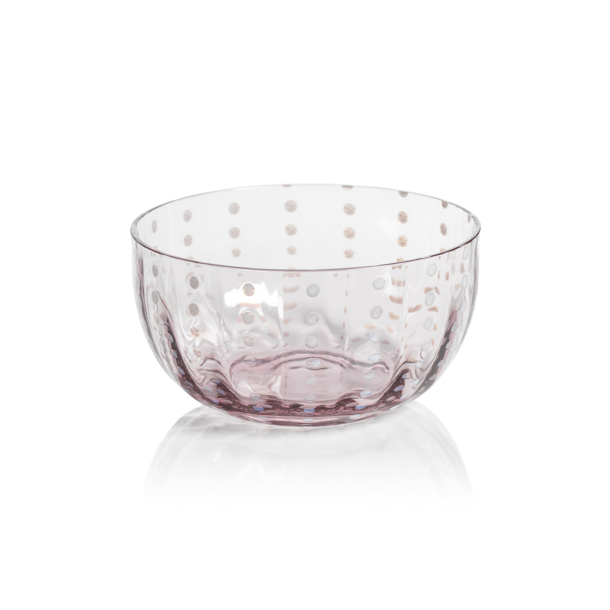 Zodax Pescara White Dot Condiment Glass Bowls, Purple, Set of 4