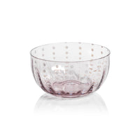 Zodax Pescara White Dot Condiment Glass Bowls, Purple, Set of 4