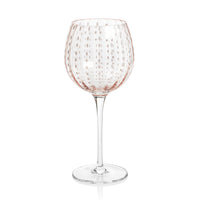 Zodax Pescara White Dot Wine Glasses, Pink, Set of 4