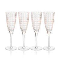 Zodax Pescara White Dot Champagne Flutes, Pink, Set of 4