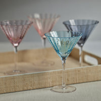 Zodax Pescara  White Dot Martini Glasses, Pink, Set of 4
