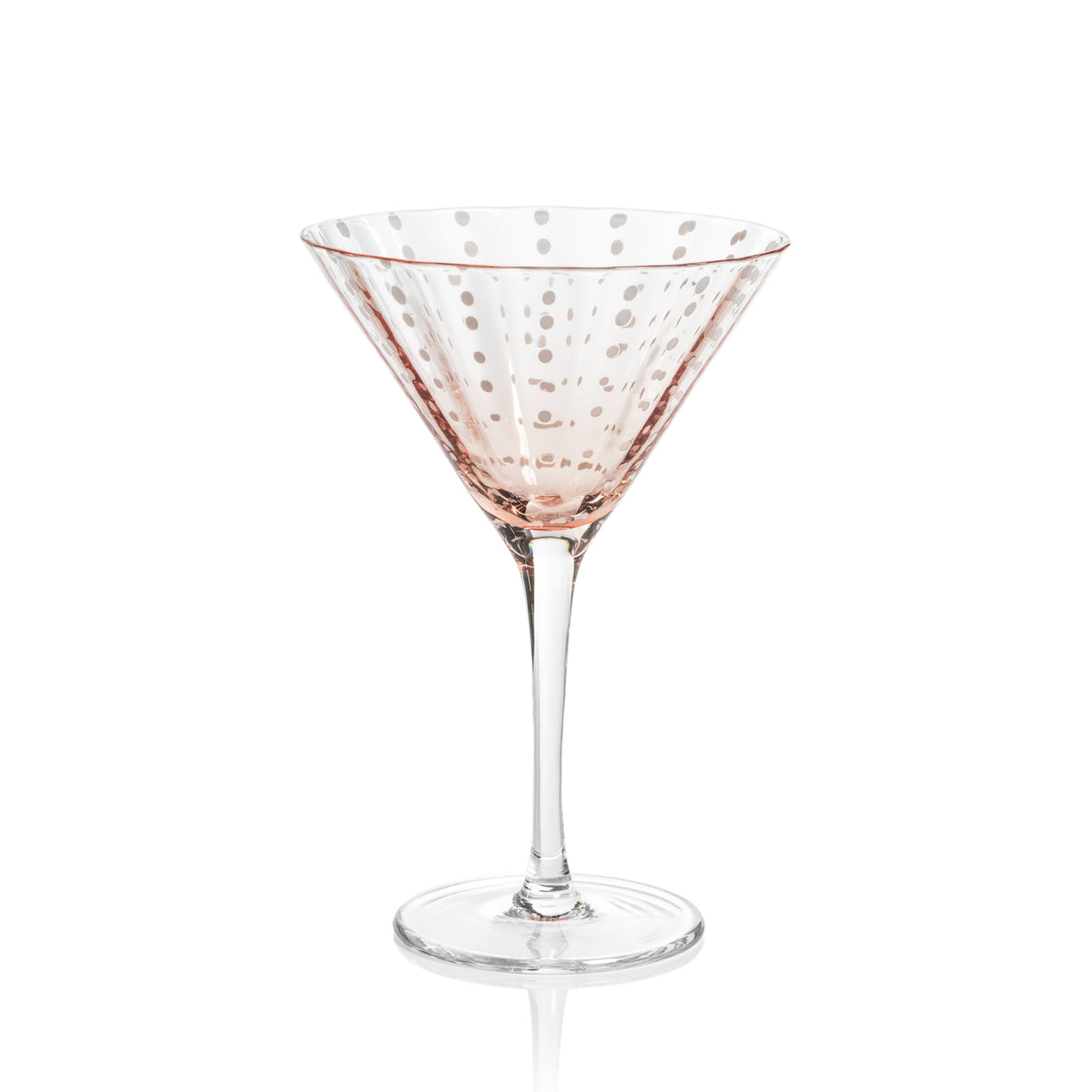 Zodax Pescara  White Dot Martini Glasses, Pink, Set of 4