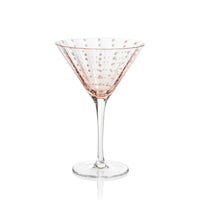 Zodax Pescara  White Dot Martini Glasses, Pink, Set of 4