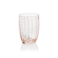 Zodax Pescara White Dot Tumbler Glasses, Pink, Set of 4