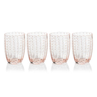 Zodax Pescara White Dot Tumbler Glasses, Pink, Set of 4