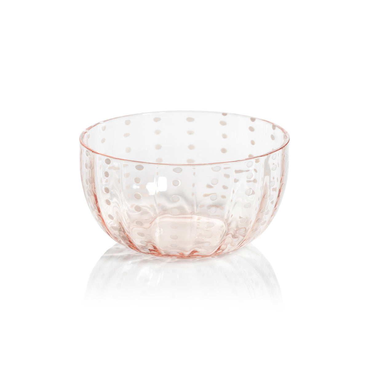 Zodax Pescara White Dot Condiment Glass Bowls, Pink, Set of 4