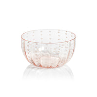 Zodax Pescara White Dot Condiment Glass Bowls, Pink, Set of 4