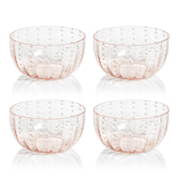Zodax Pescara White Dot Condiment Glass Bowls, Pink, Set of 4