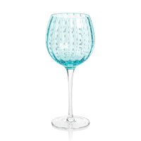 Zodax Pescara White Dot Wine Glasses, Aqua Blue, Set of 4