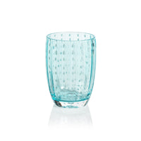 Zodax Pescara White Dot Tumbler Glasses, Aqua Blue, Set of 4