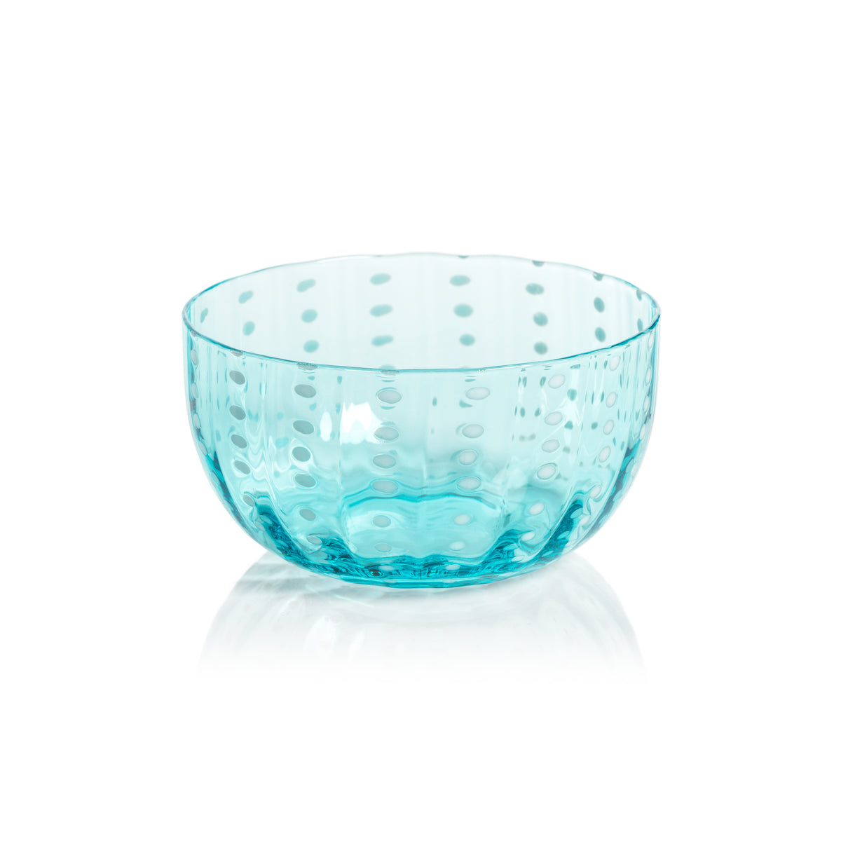 Zodax Pescara White Dot Condiment Glass Bowls, Aqua Blue, Set of 4