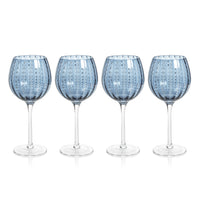 Zodax Pescara White Dot Wine Glasses, Navy Blue, Set of 4