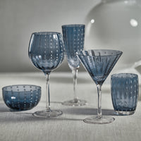 Zodax Pescara  White Dot Martini Glasses, Navy Blue, Set of 4